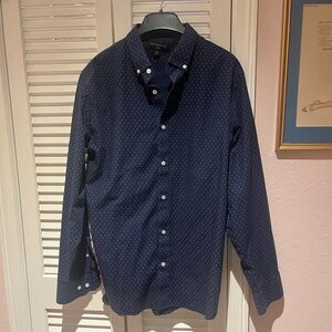 Men's  non iron Navy Blue Button-Down Shirt